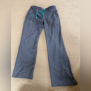 Figs Gray Women's Pants with Teal Drawstring
